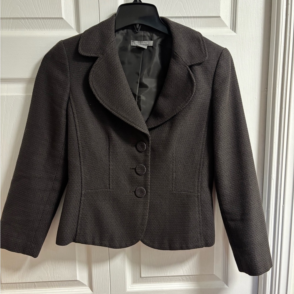 Ann Taylor Brown Blazer Tailored Notched Lapel